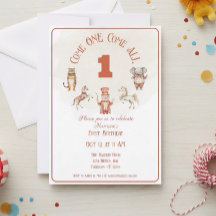 Invitación de primer cumpleaños de Circo