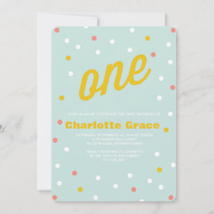 Invitación de primer cumpleaños de Confetti
