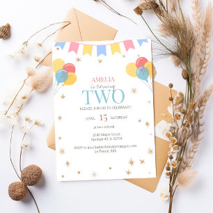 Invitación de primer cumpleaños de Confetti minima