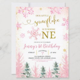 Invitación de primer cumpleaños de copo de nieve e