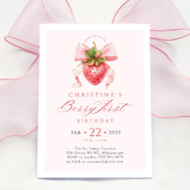 Invitación de primer cumpleaños de Coquette Berry