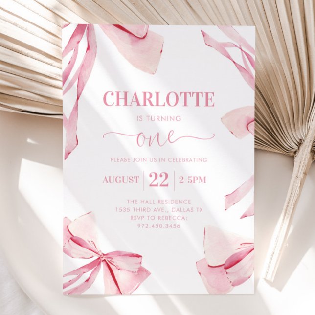 Invitación de primer cumpleaños de Coquette PINK B (Subido por el creador)