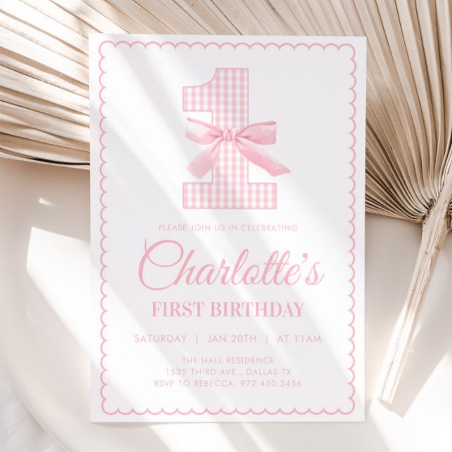 Invitación de primer cumpleaños de Coquette PINK B (Subido por el creador)