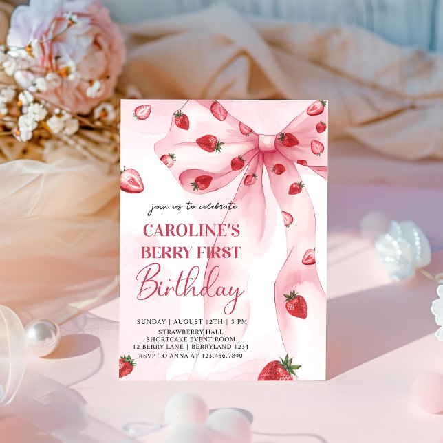 Invitación de primer cumpleaños de Coquette Pink B (Subido por el creador)