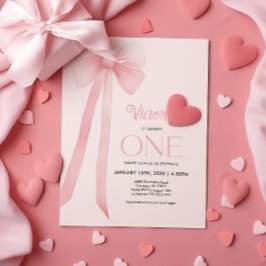 Invitación de primer cumpleaños de Coquette Rosa B