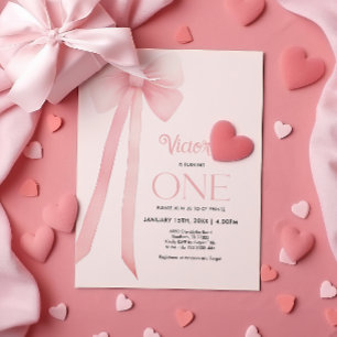 Invitación de primer cumpleaños de Coquette Rosa B