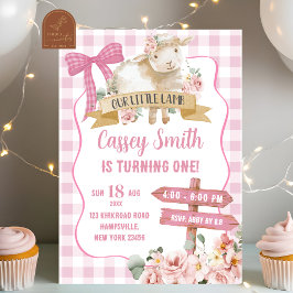 Invitación de primer cumpleaños de cordero floral