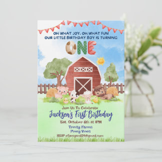 Invitación de Primer Cumpleaños de Corral de Anima