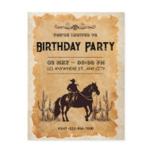 Invitación de primer cumpleaños de Cowboy occident