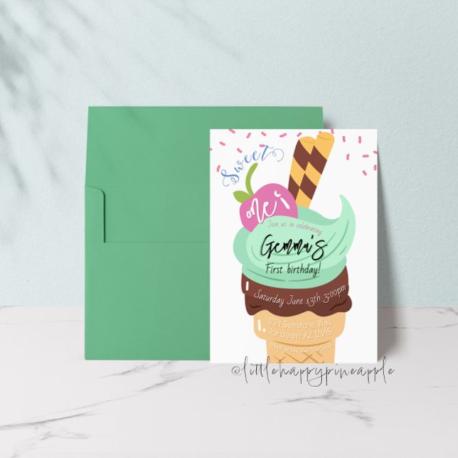 Invitación de primer cumpleaños de crema de hielo  (Subido por el creador)