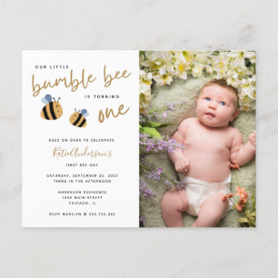 Invitación de primer cumpleaños de Cute Bumblebee