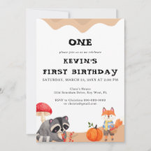 Invitación de primer cumpleaños de Cute Fox