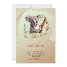 Invitación de primer cumpleaños de Cute Koala