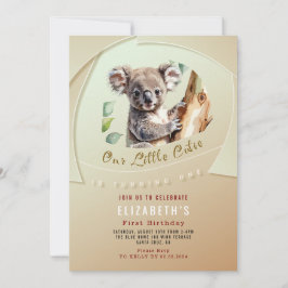 Invitación de primer cumpleaños de Cute Koala