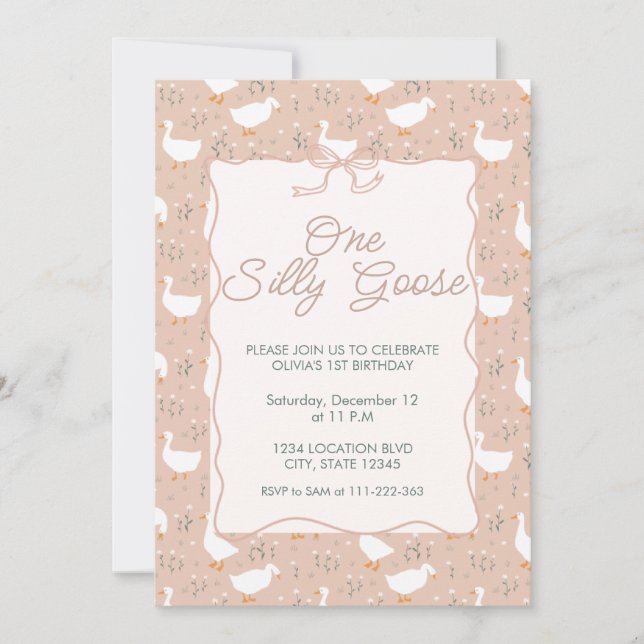 Invitación de primer cumpleaños de Cute One Silly  (Anverso)