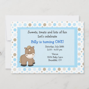 Invitación de primer cumpleaños de Cute Pony para 