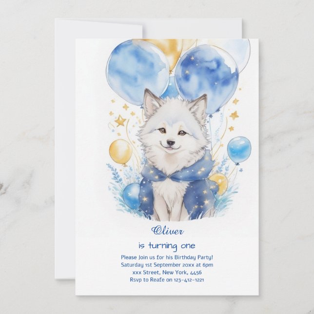 Invitación de primer cumpleaños de Cute Watercolor (Anverso)