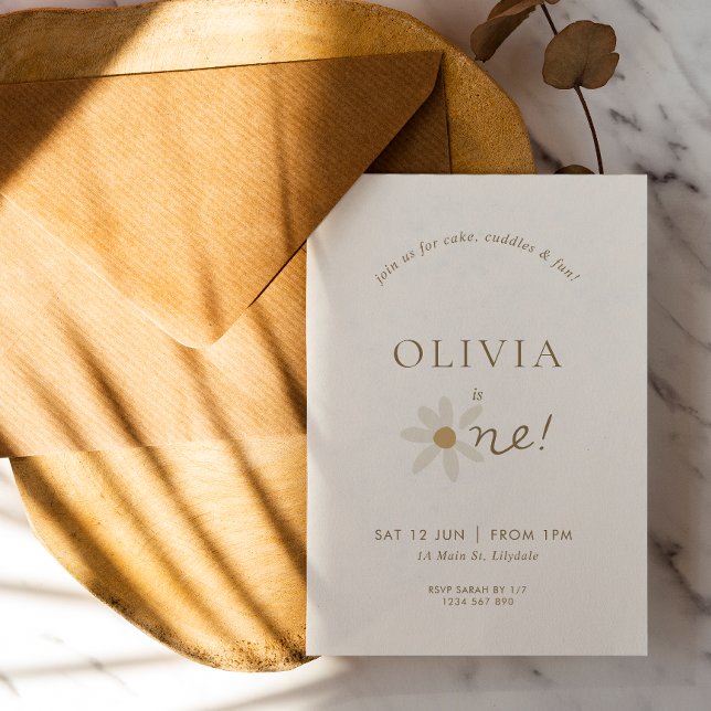 Invitación de primer cumpleaños de Daisy Floral -  (Subido por el creador)