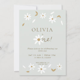 Invitación de primer cumpleaños de Daisy Floral - 
