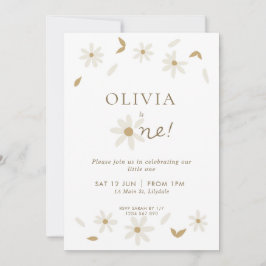 Invitación de primer cumpleaños de Daisy Floral - 