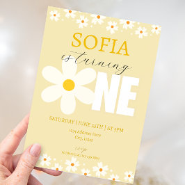 Invitación de primer cumpleaños de Daisy Flowers