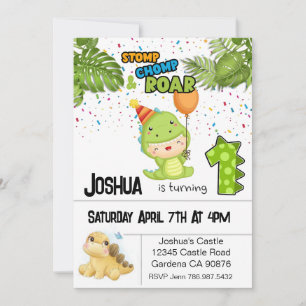 Invitación de primer cumpleaños de Dinosaur