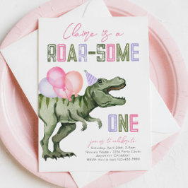 Invitación de primer cumpleaños de Dinosaurio chic