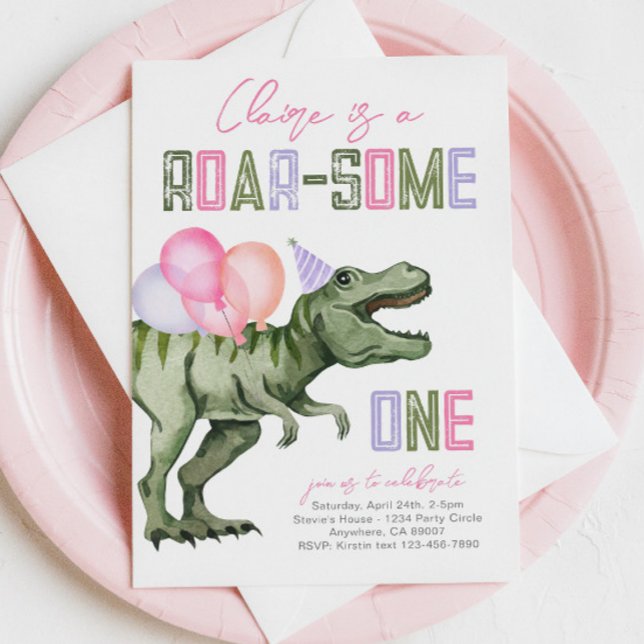Invitación de primer cumpleaños de Dinosaurio chic (Subido por el creador)