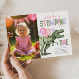 Invitación de primer cumpleaños de Dinosaurio chic