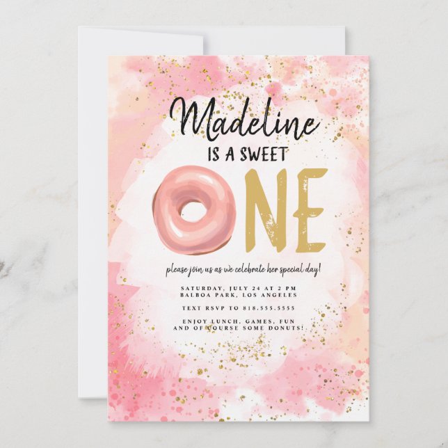 Invitación de primer cumpleaños de Donut (Anverso)