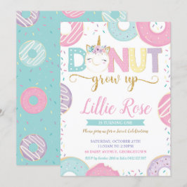 Invitación de primer cumpleaños de Donut Grow Up U