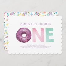 Invitación de primer cumpleaños de donut moderno s
