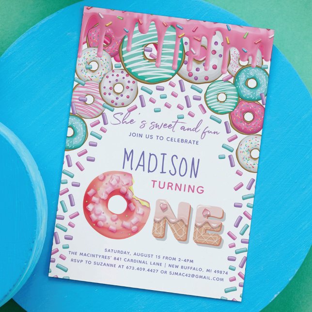 Invitación de primer cumpleaños de Donut roce (Subido por el creador)