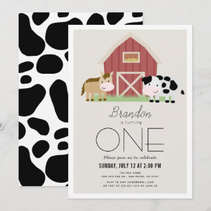 Invitación de primer cumpleaños de Farm Barnyard B