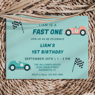 Invitación de primer cumpleaños de Fast One Race C