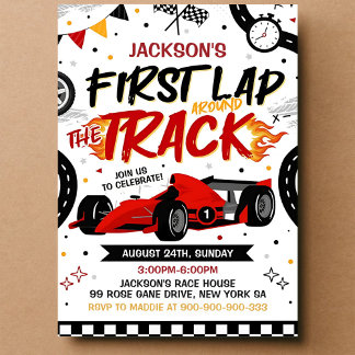Invitación de primer cumpleaños de Fast One Race C