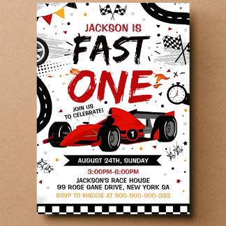 Invitación de primer cumpleaños de Fast One Race C