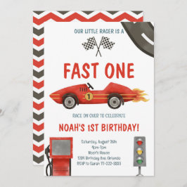 Invitación de primer cumpleaños de Fast One Red Ra
