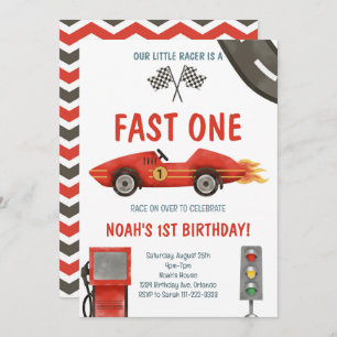 Invitación de primer cumpleaños de Fast One Red Ra