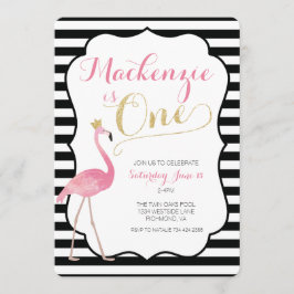 Invitación de primer cumpleaños de Flamingo