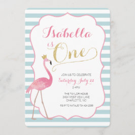 Invitación de primer cumpleaños de Flamingo