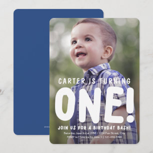 Invitación de primer cumpleaños de foto completa v
