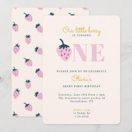 Invitación de primer cumpleaños de fresa