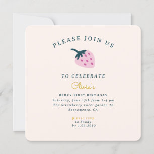 Invitación de primer cumpleaños de fresa
