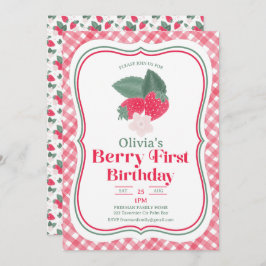 Invitación de primer cumpleaños de fresa Berry