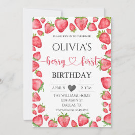Invitación de primer cumpleaños de fresa Berry
