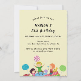 Invitación de primer cumpleaños de Fun Candy