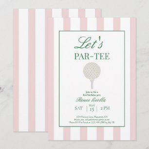 Invitación de primer cumpleaños de golf Pink Let’s