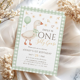 Invitación de primer cumpleaños de Green One Silly
