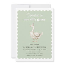 Invitación de primer cumpleaños de Green One Silly